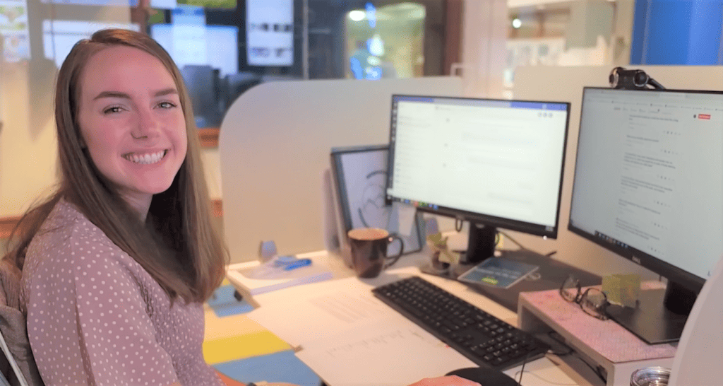 employee working at desk on computer